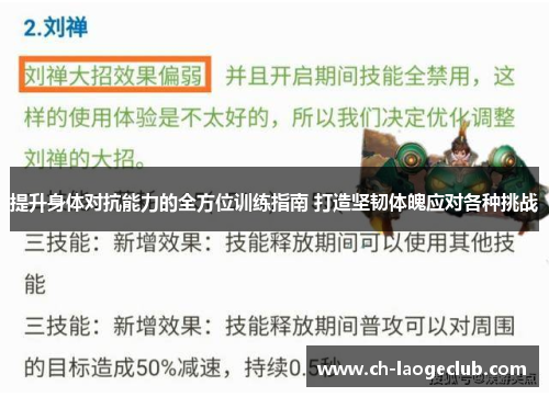 提升身体对抗能力的全方位训练指南 打造坚韧体魄应对各种挑战